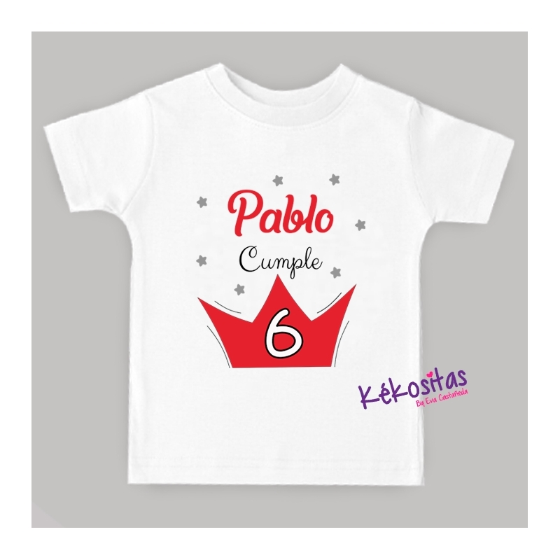 Camiseta Cumple Corona Rojo