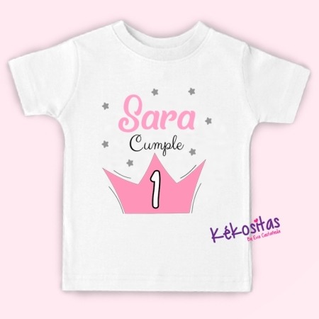 Camiseta Cumple Corona Rosa