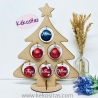 Árbol de Navidad en madera para 6 bolas