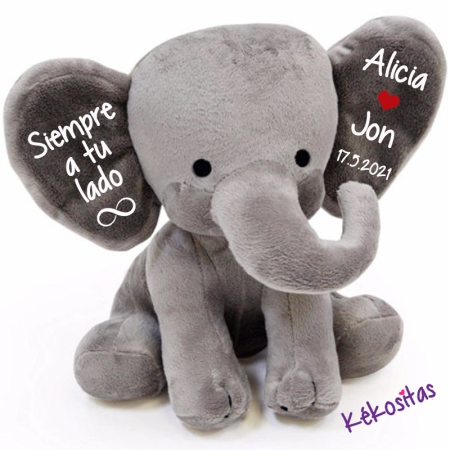 Elefante Enamorados Gris