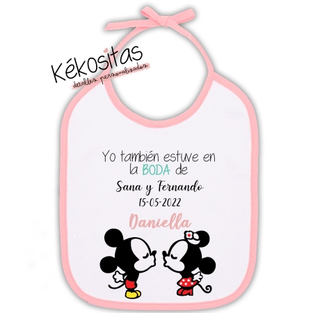 Babero Mickey Minnie Rosa